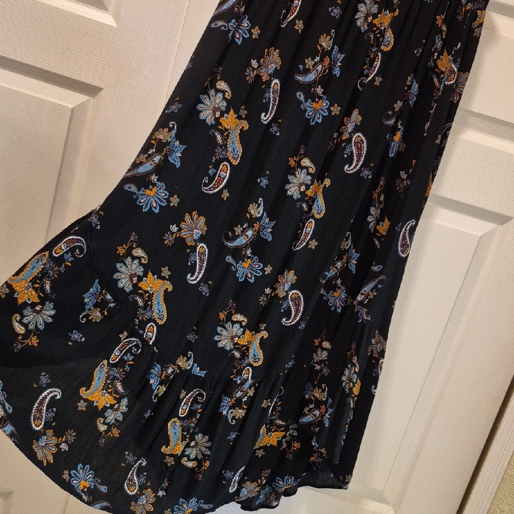 Floral Paisley Black Skirt